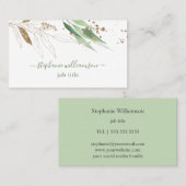 水彩緑地および金ゴールド名刺 名刺 (正面/裏面)