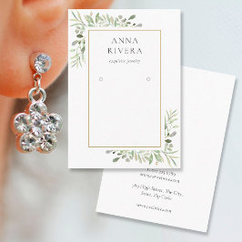 水彩緑地耳飾り表示カード 名刺