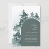 水彩緑松結婚林 招待状 (正面)