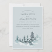 水彩緑松結婚林 招待状 (正面)