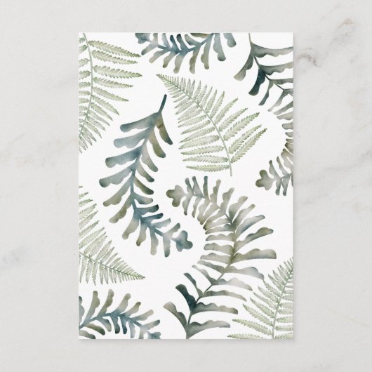 水彩緑植物性ファーン結婚ズ詳細 エンクロージャーカード (裏面)