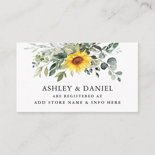 水彩緑樹のヒマワリ結婚の登録簿 エンクロージャーカード (正面)