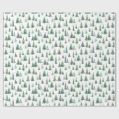 水彩緑樹林パターン ラッピングペーパー (フラット)