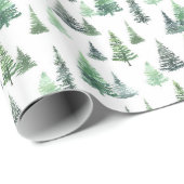 水彩緑樹林パターン ラッピングペーパー (ロールコーナー)