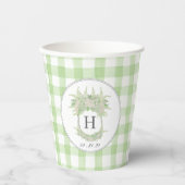 水彩緑白あじさいクレストジンガム 紙コップ (正面)