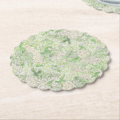 水彩緑白あじさい紋 ペーパーコースター (アングル)
