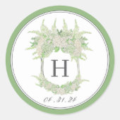 水彩緑白あじさい紋 ラウンドシール (正面)