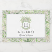 水彩緑白あじさい紋 リキュールボトルラベル (シングルラベル)