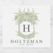 水彩緑白あじさい紋 リキュールボトルラベル (シングルラベル)