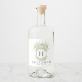 水彩緑白あじさい紋 リキュールボトルラベル (正面)