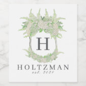 水彩緑白あじさい紋 ワインラベル (シングルラベル)