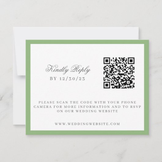 水彩緑白あじさい紋 出欠カード (正面)