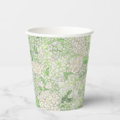 水彩緑白あじさい紋 紙コップ (正面)