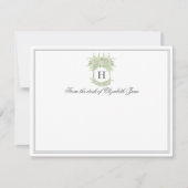 水彩緑白あじさい結婚の紋 サンキューカード (正面)