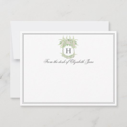 水彩緑白あじさい結婚の紋 サンキューカード (正面)