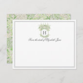 水彩緑白あじさい結婚の紋 サンキューカード (正面/裏面)