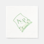 水彩緑白あじさい結婚の紋 スタンダードカクテルナプキン (正面)