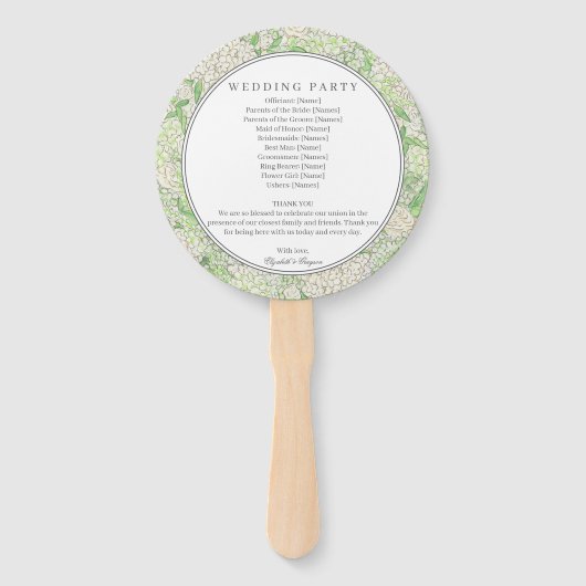 水彩緑白あじさい結婚の紋 ハンドファン (裏面)