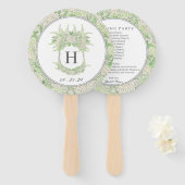 水彩緑白あじさい結婚の紋 ハンドファン (正面&裏面)