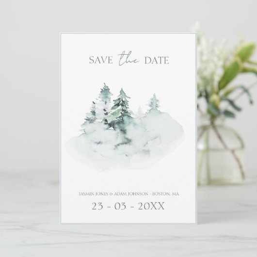 水彩緑白林松結婚林 セーブザデート (スタンド正面)