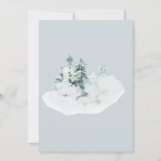 水彩緑白林松結婚林 セーブザデート (裏面)