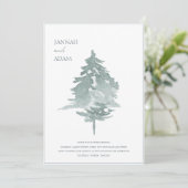 水彩緑白林松結婚林 招待状 (スタンド正面)