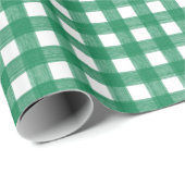 水彩緑白格子包紙 ラッピングペーパー (ロールコーナー)