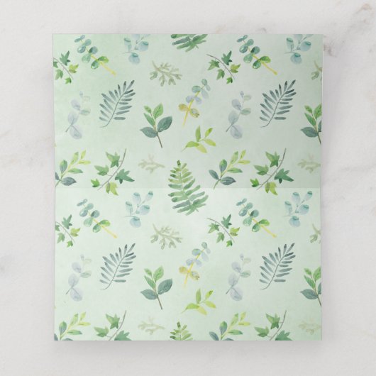 水彩緑空白の草結婚の座席表 プレイスカード (内部開封)