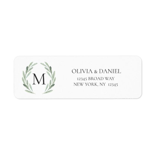 水彩緑素朴リース差出人住所 ラベル (正面)