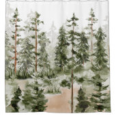 水彩緑素朴林 シャワーカーテン (正面)