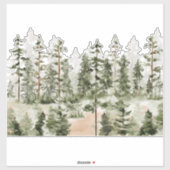 水彩緑素朴林 シール (シート)