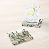 水彩緑素朴林 スクエアペーパーコースター (インサイチュ)
