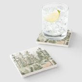 水彩緑素朴林 ストーンコースター (横)