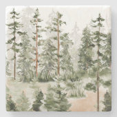 水彩緑素朴林 ストーンコースター (正面)