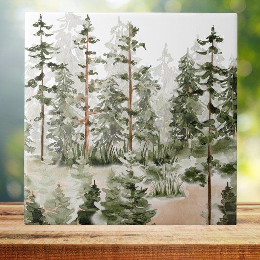 水彩緑素朴林 タイル