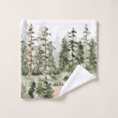 水彩緑素朴林 バスタオルセット (ウォッシュタオル)