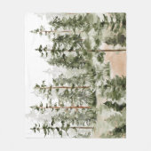 水彩緑素朴林 フリースブランケット (正面)