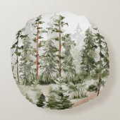 水彩緑素朴林 ラウンドクッション (裏面)