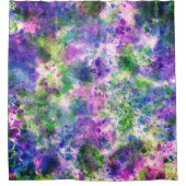 水彩緑紫青スプ絵を描ラッシュ抽象芸術 シャワーカーテン (正面)