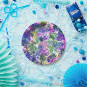 水彩緑紫青スプ絵を描ラッシュ抽象芸術 ペーパープレート (パーティー)