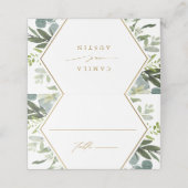水彩緑結婚色金ゴールドパーソナライズされた プレイスカード (外部開封)