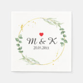 水彩緑結婚色 スタンダードカクテルナプキン (正面)