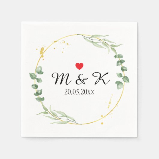 水彩緑結婚色 スタンダードカクテルナプキン (正面)