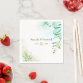 水彩緑結婚色 スタンダードカクテルナプキン (インサイチュ)