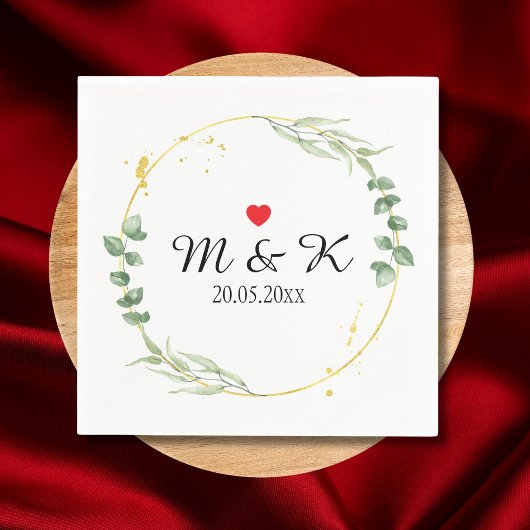 水彩緑結婚色 スタンダードカクテルナプキン