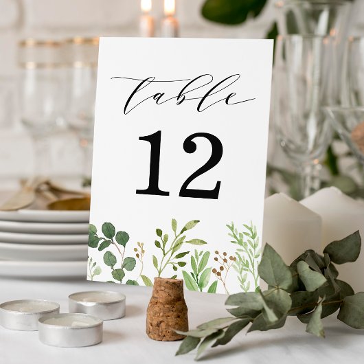 水彩緑結婚色 テーブルナンバー