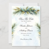 水彩緑結婚色 マグネット招待状 (正面)