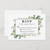 水彩緑結婚色 出欠カード (正面/裏面)