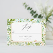 水彩緑結婚色 出欠カード (スタンド正面)