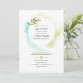 水彩緑結婚色 招待状 (スタンド正面)